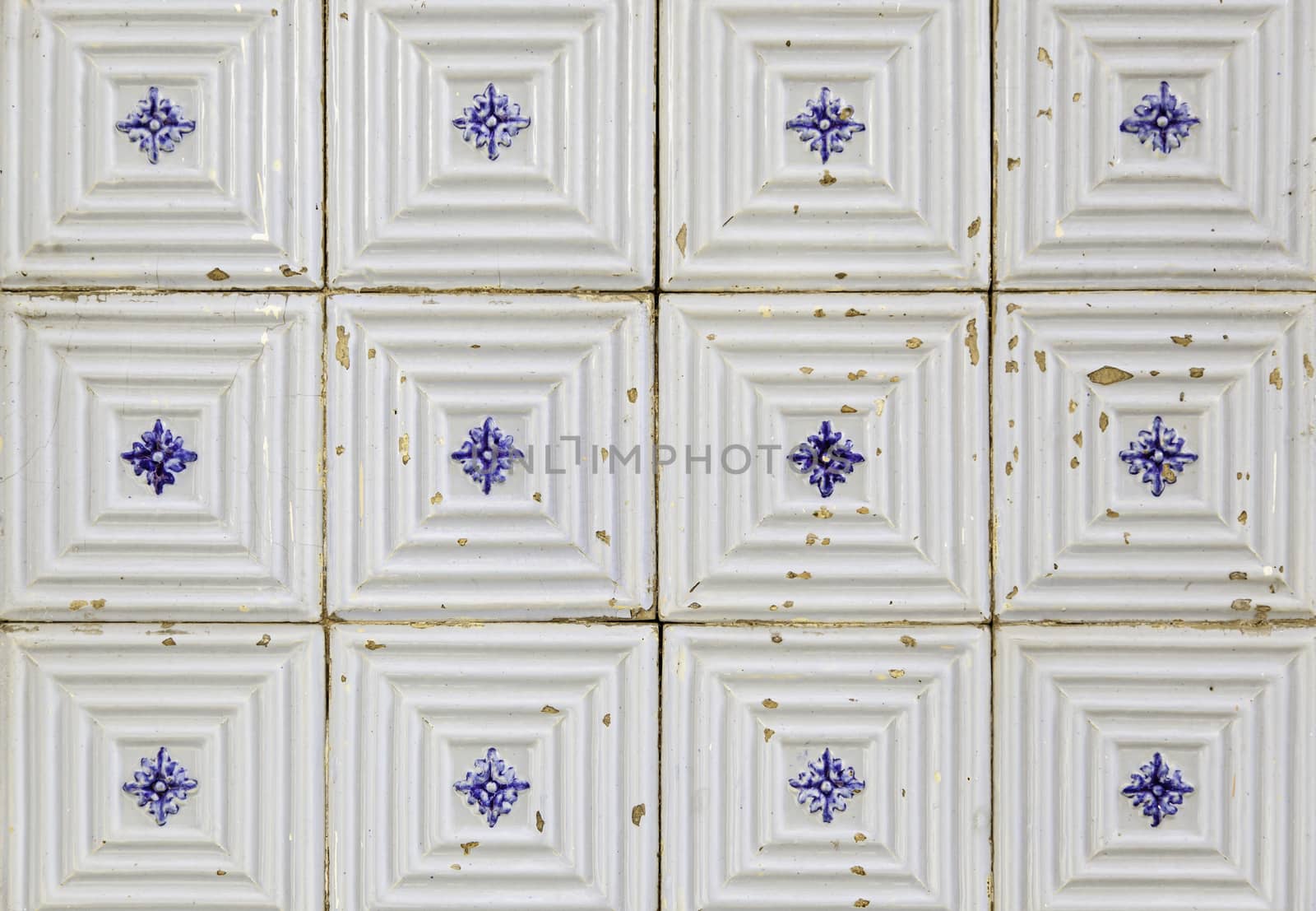 Typical decorative tiles, antique tiles detail Lisbon, art and decoration
