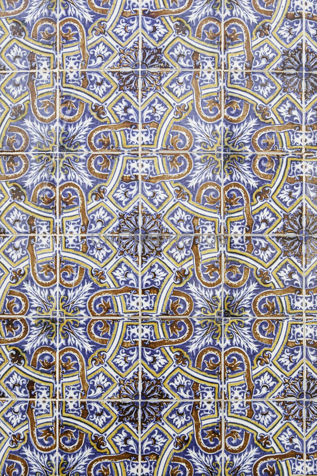 Typical decorative tiles, antique tiles detail Lisbon, art and decoration