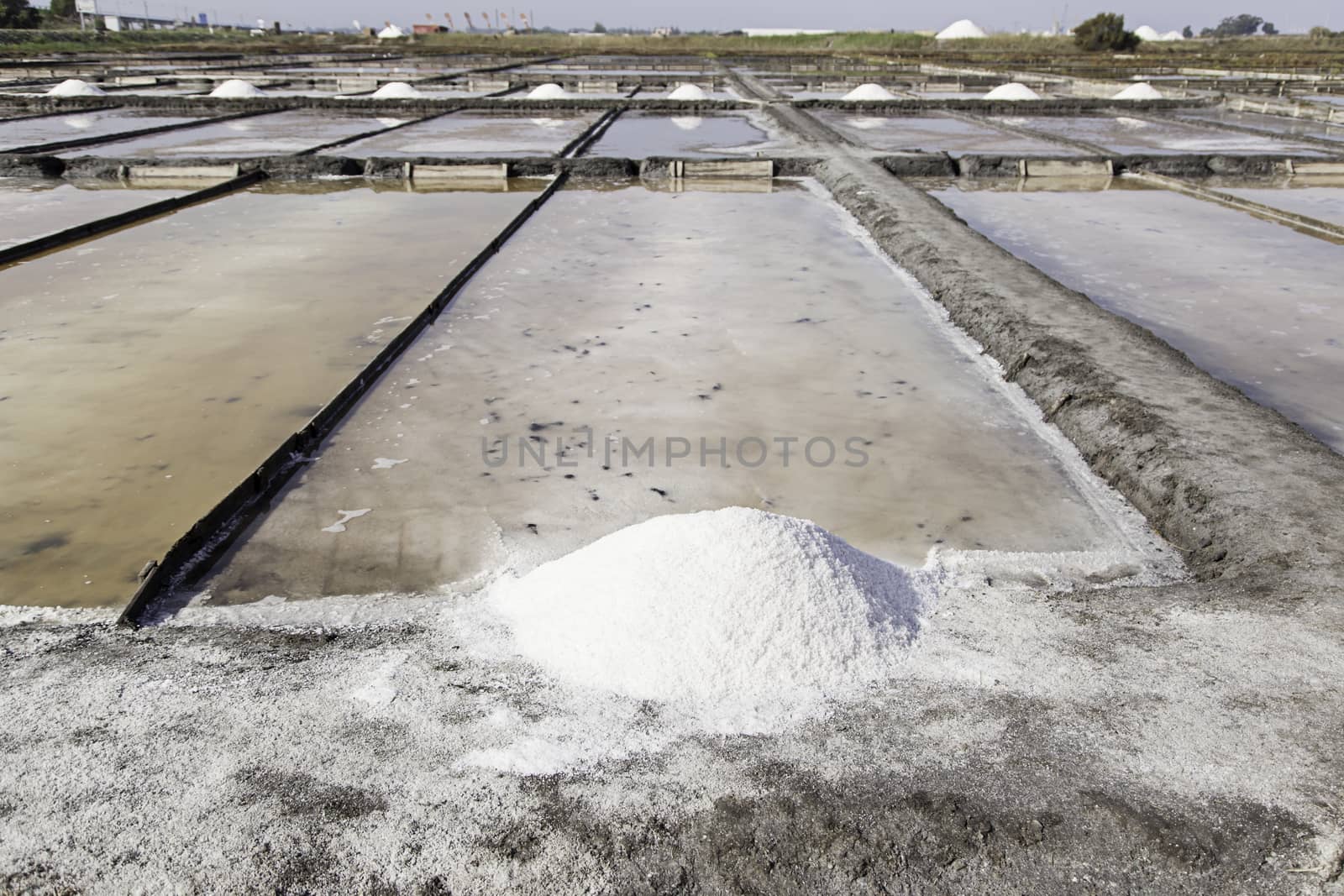Natural salt mines, detail extraction of salt, water