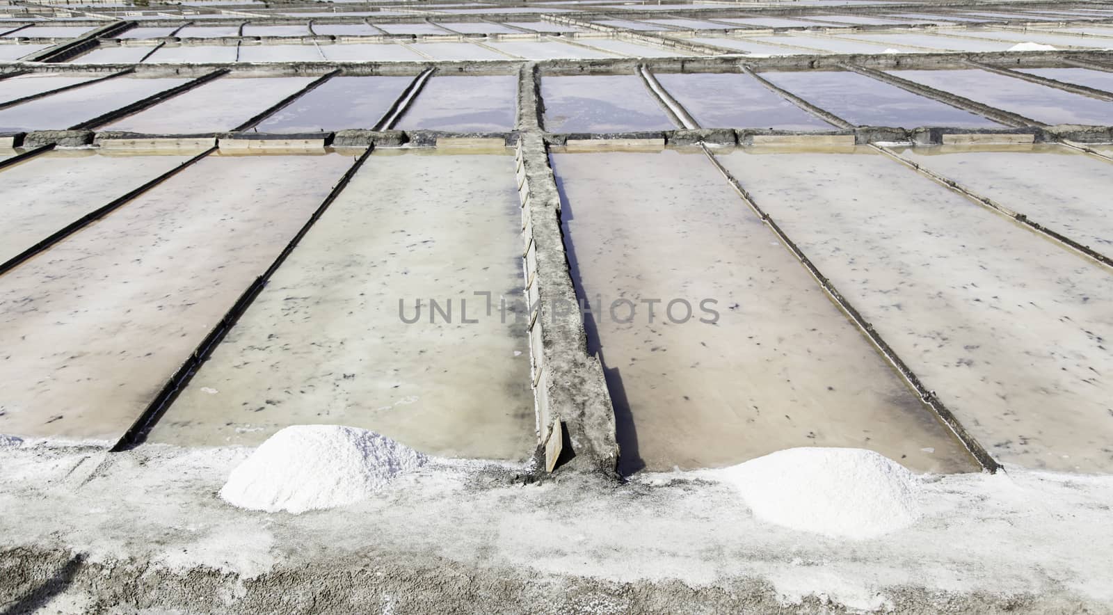 Natural salt mines, detail extraction of salt, water