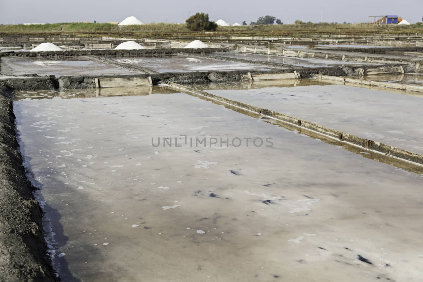 Natural salt mines, detail extraction of salt, water