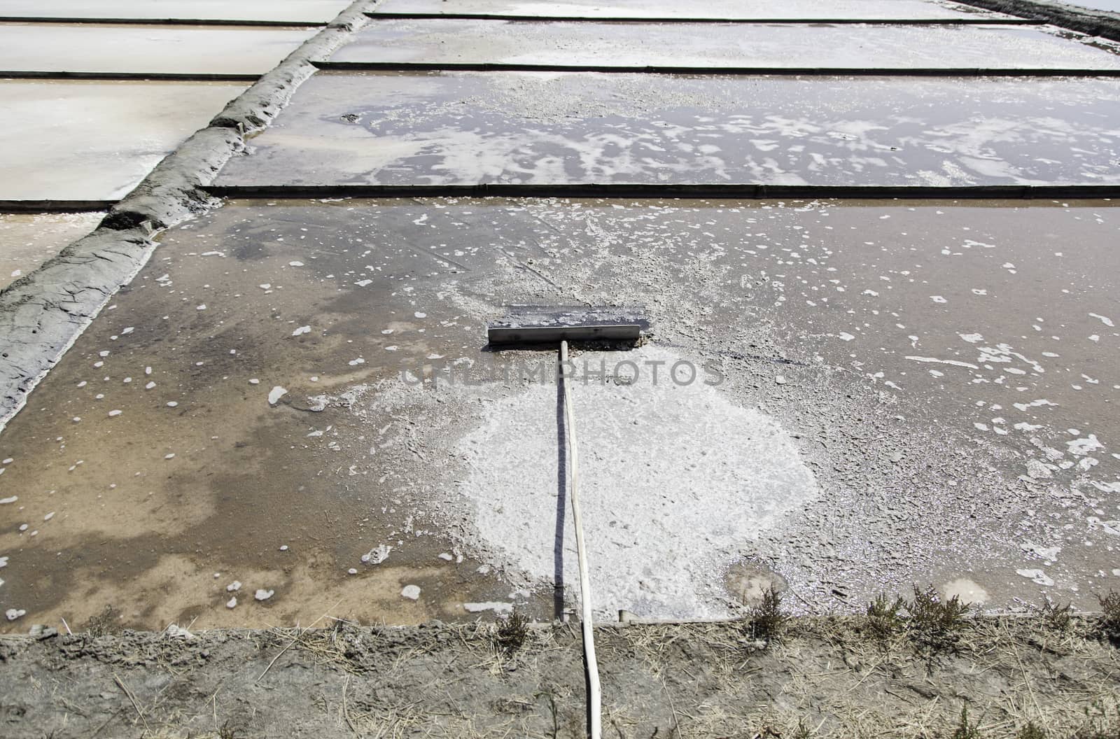 Natural salt mines, detail extraction of salt, water