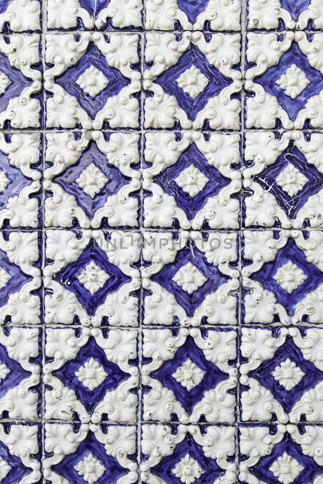 Typical decorative tiles, antique tiles detail Lisbon, art and decoration