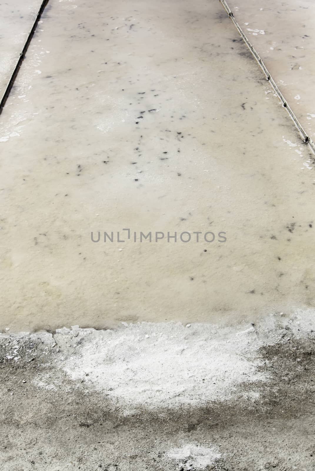 Natural salt mines, detail extraction of salt, water