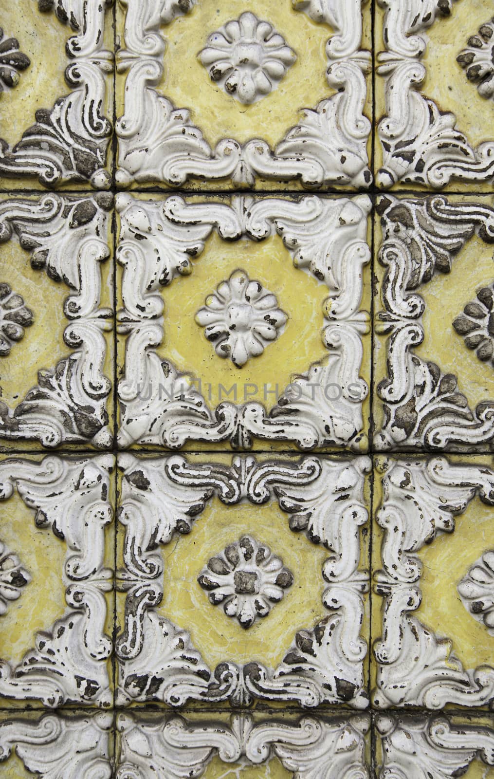 Typical decorative tiles, antique tiles detail Lisbon, art and decoration