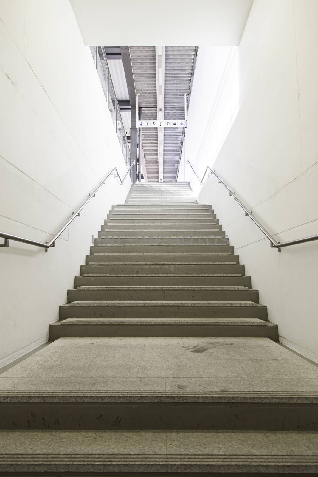 Stairs access to a train station, pedestrian access detail
