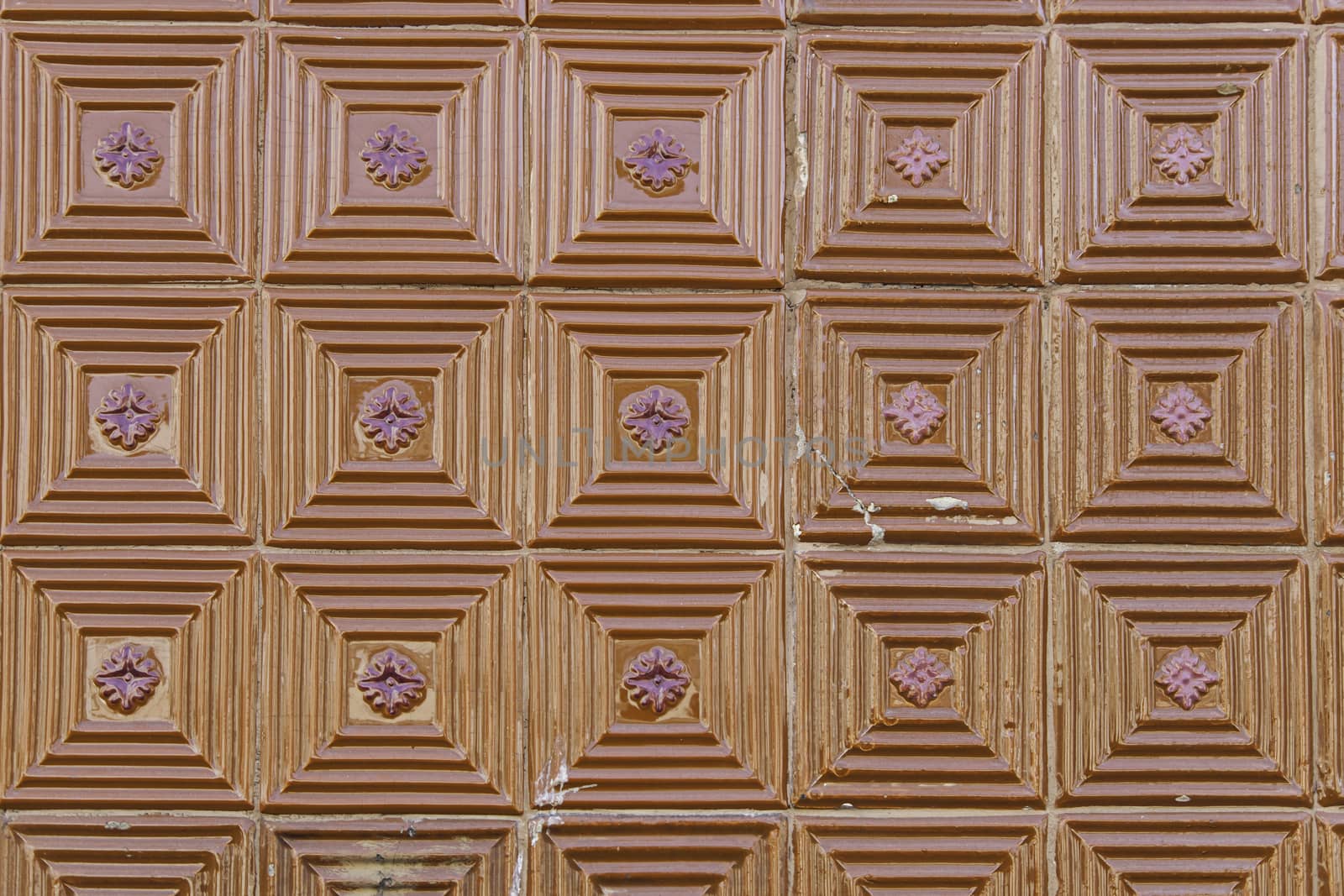 Typical decorative tiles, antique tiles detail Lisbon, art and decoration