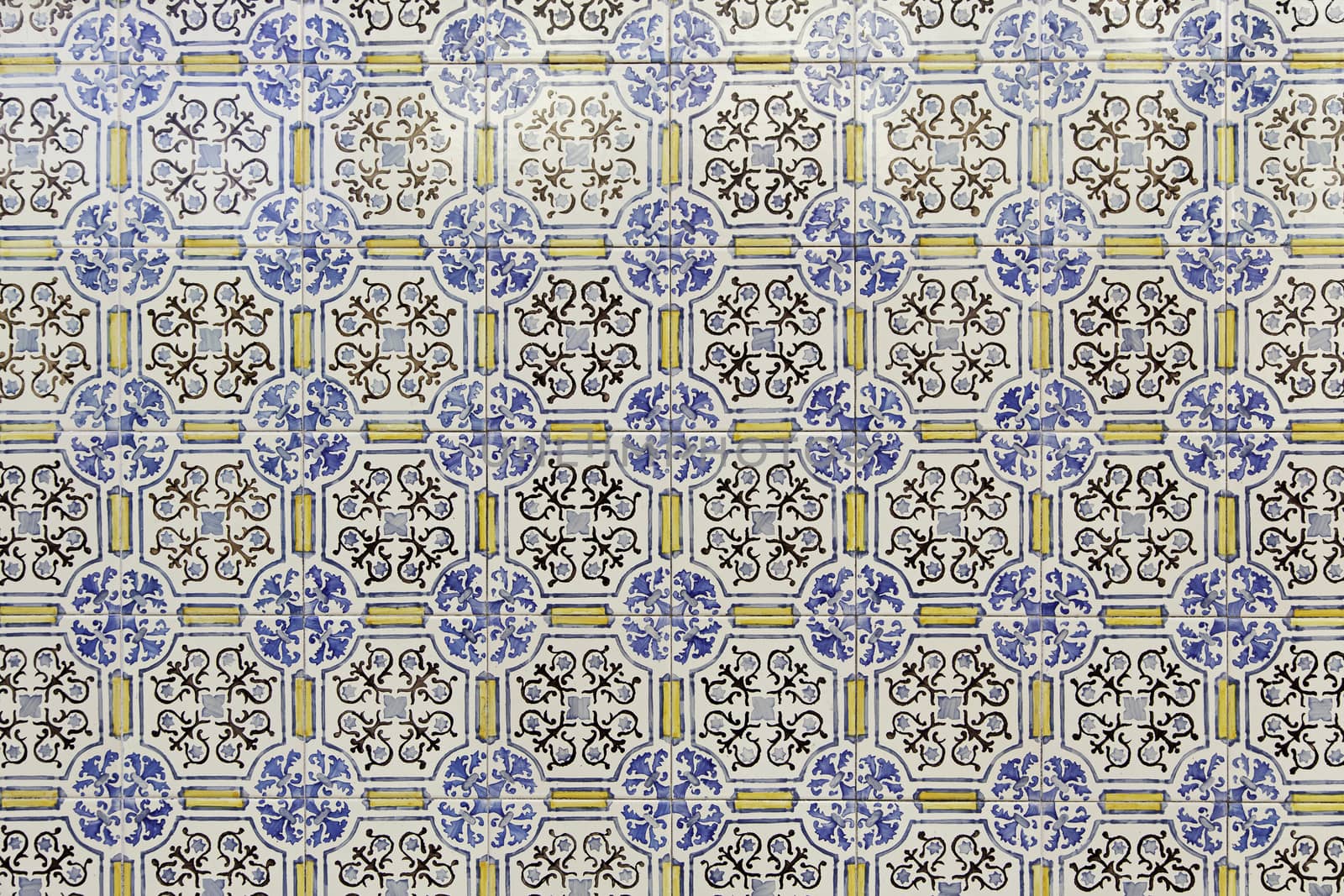 Typical decorative tiles, antique tiles detail Lisbon, art and decoration