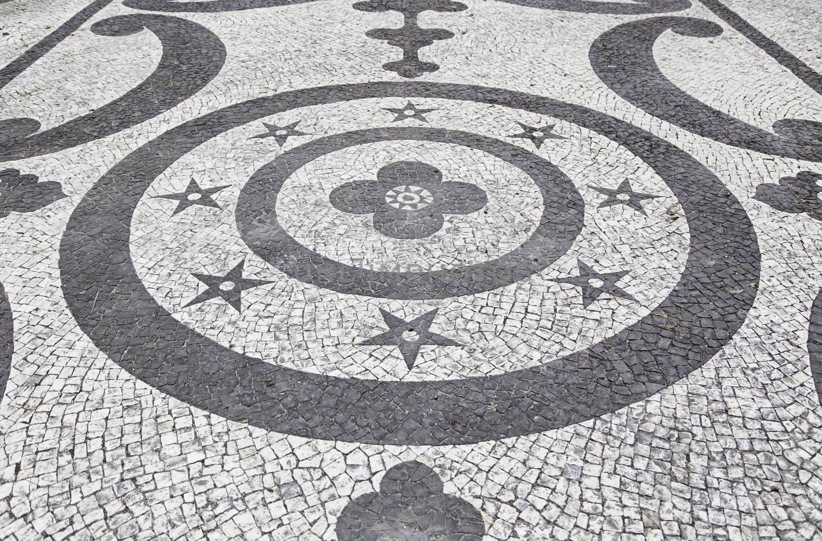 Mosaic floor, detail of a typical floor of the streets of Lisbon