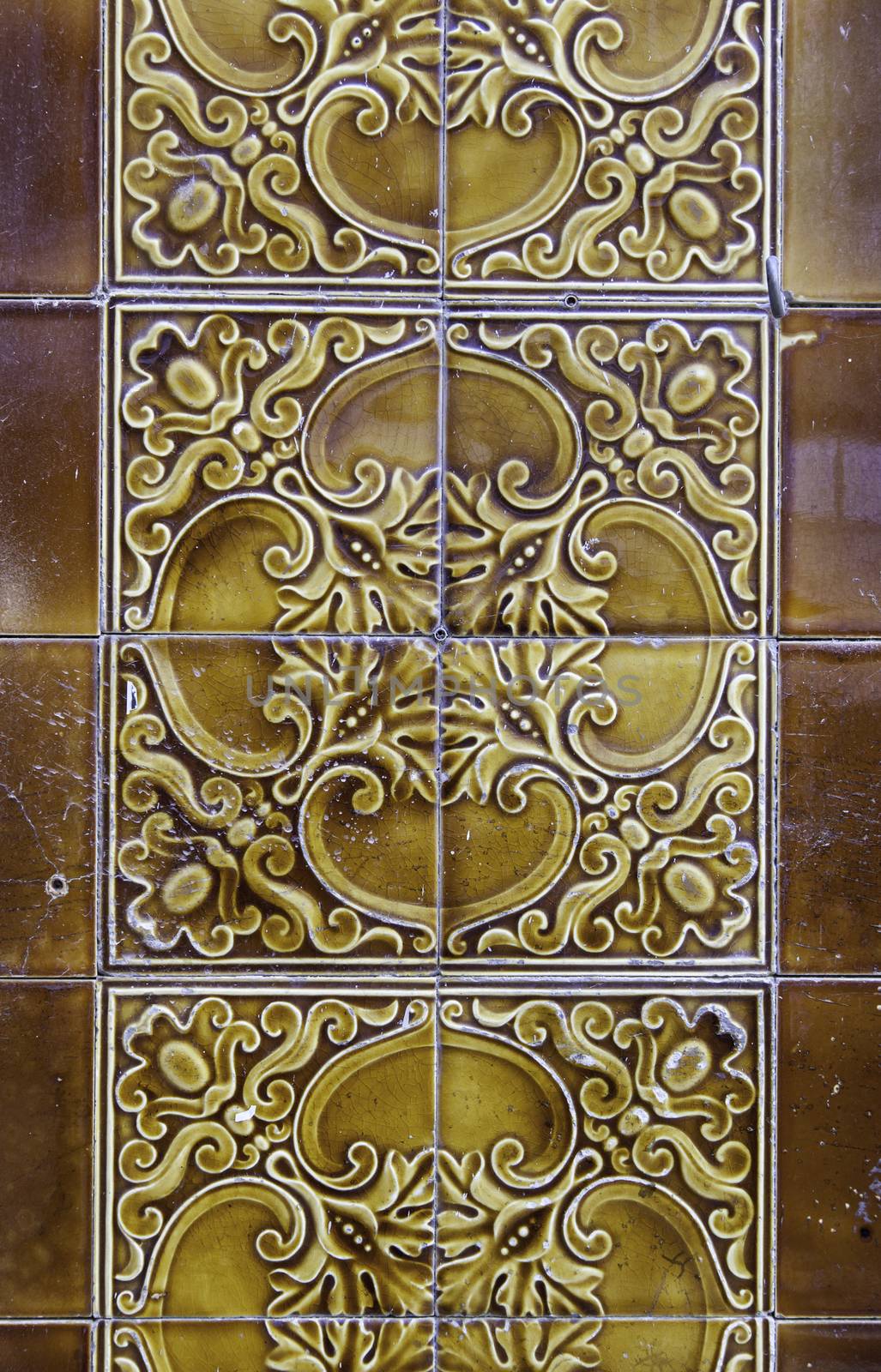 Typical decorative tiles, antique tiles detail Lisbon, art and decoration