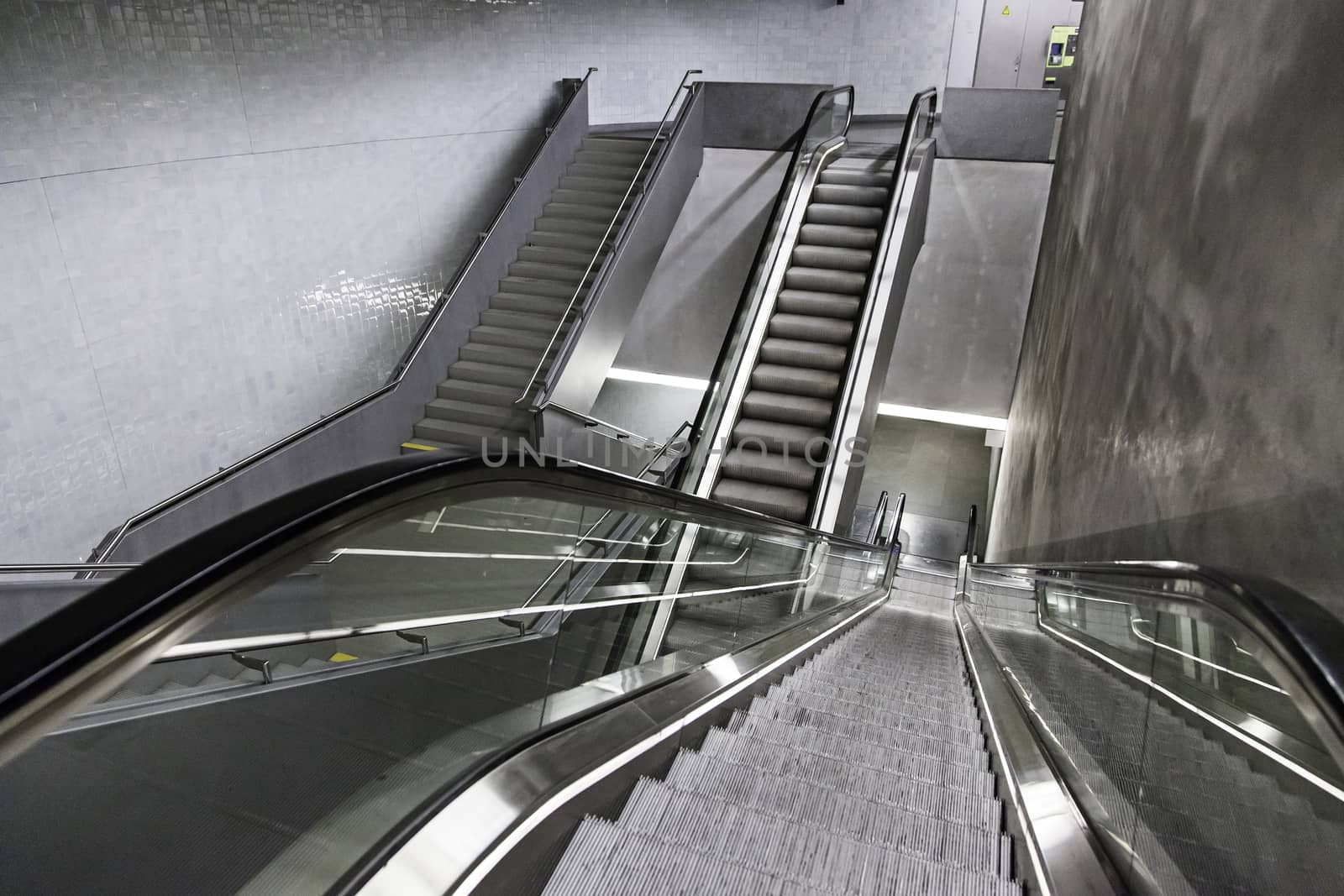 Mechanical interior stairs in meter of Lisbon