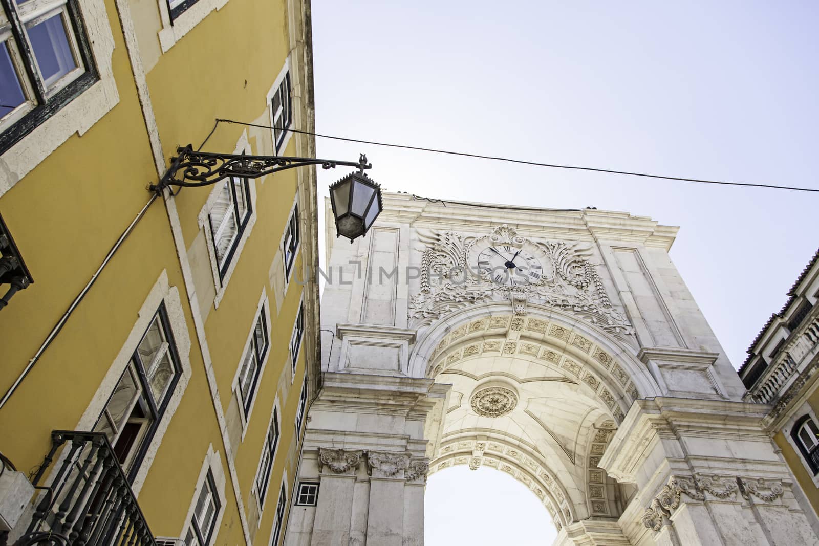 Lisbon old facade, detail of an old street portugal, tourism