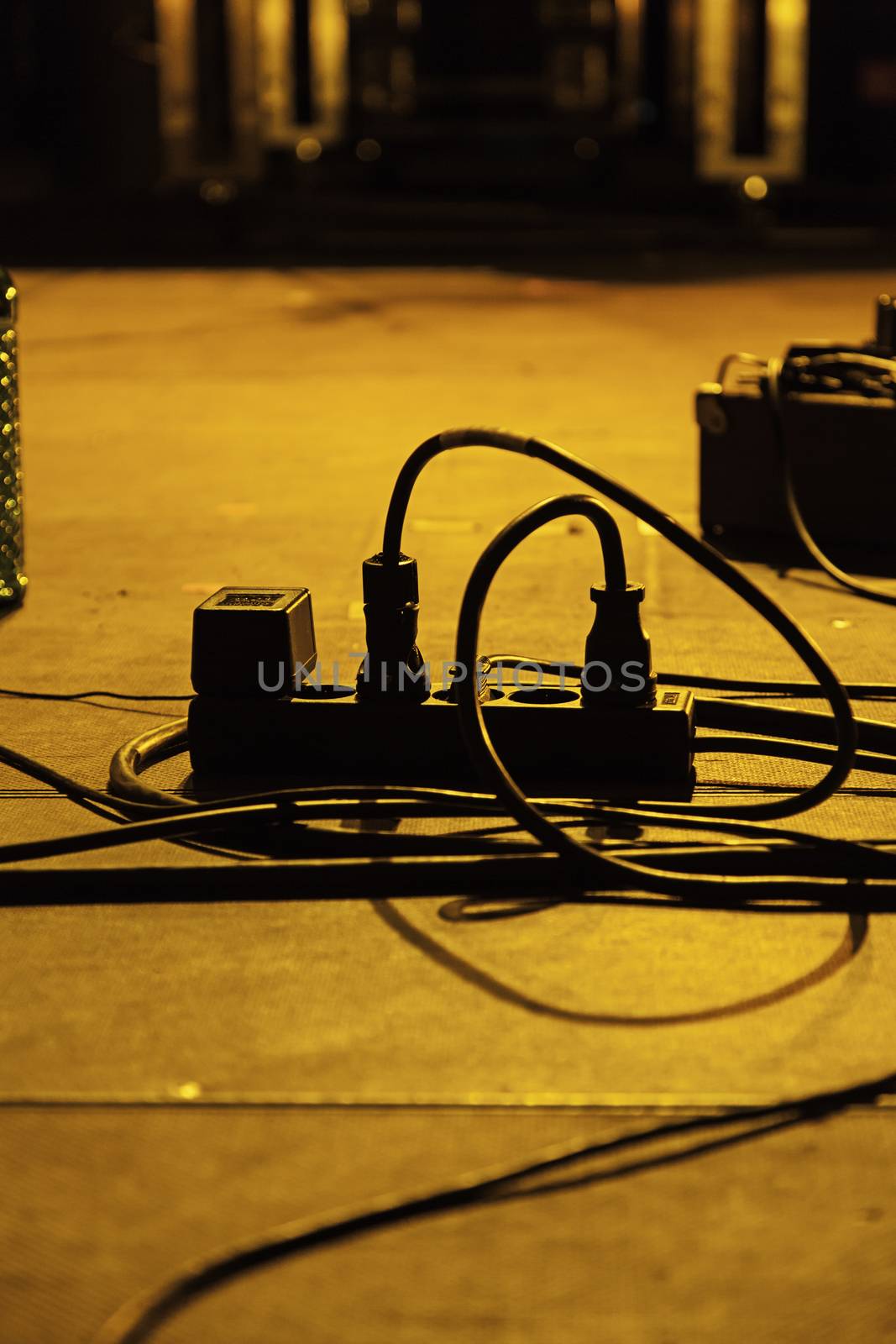 Cables in a rock concert, detail of music, sound and fun