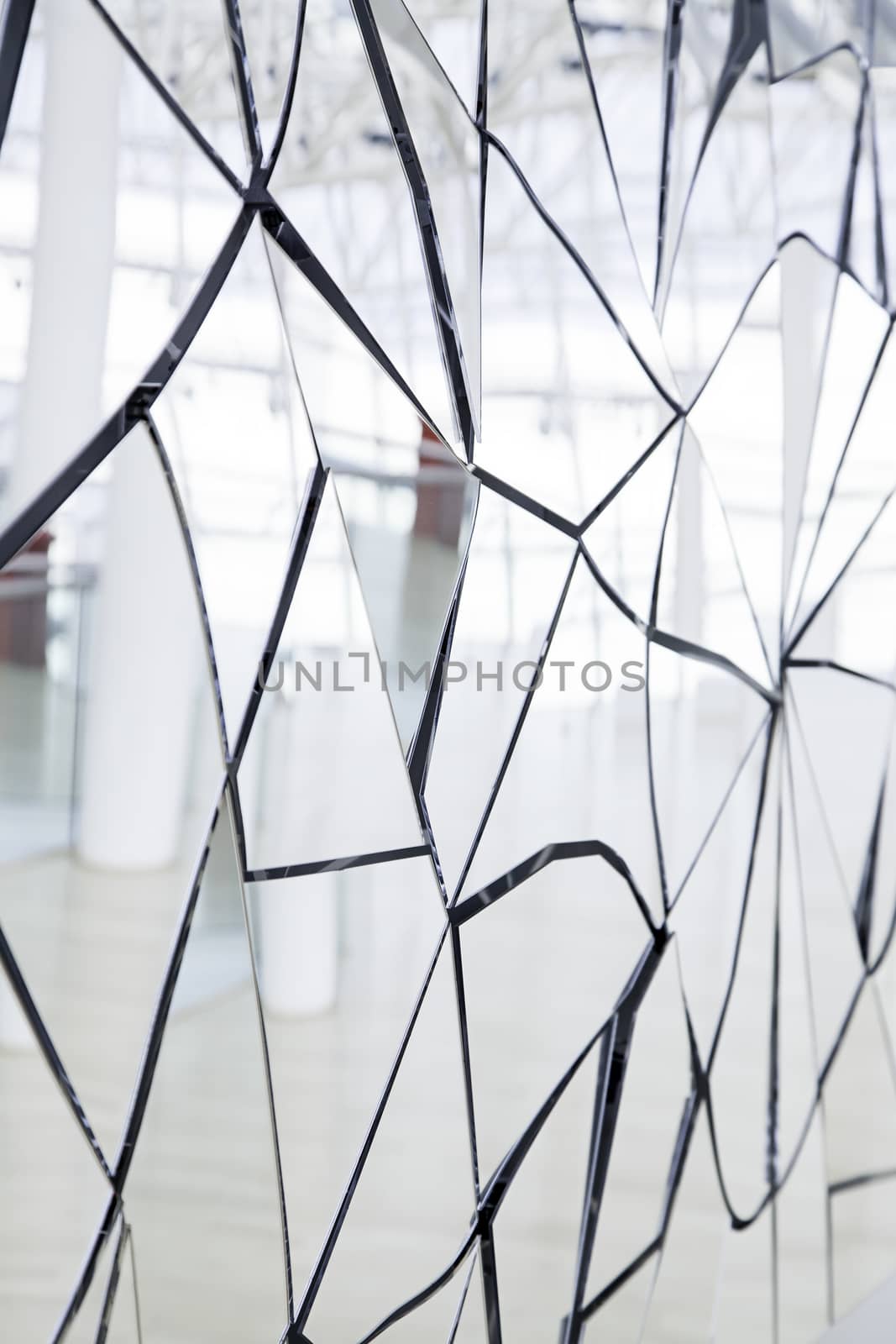 Broken mirror, broken glass detail, reflection and pain
