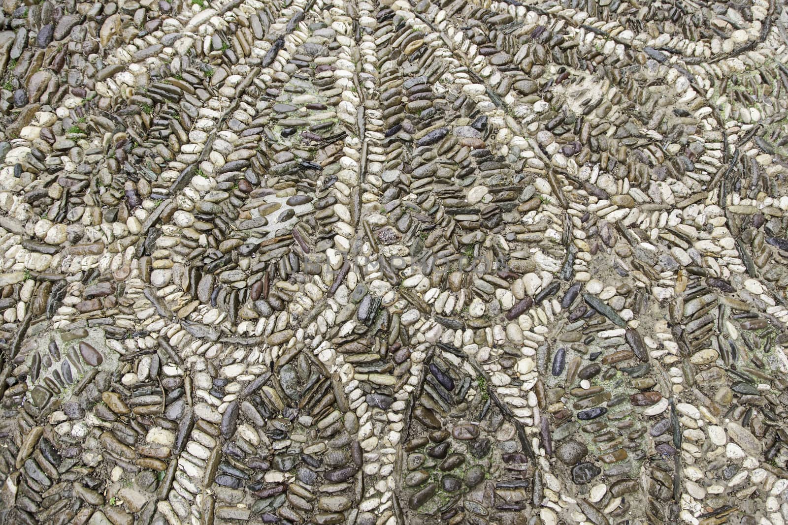 Mosaic decorated stone floor, detail of a medieval floor