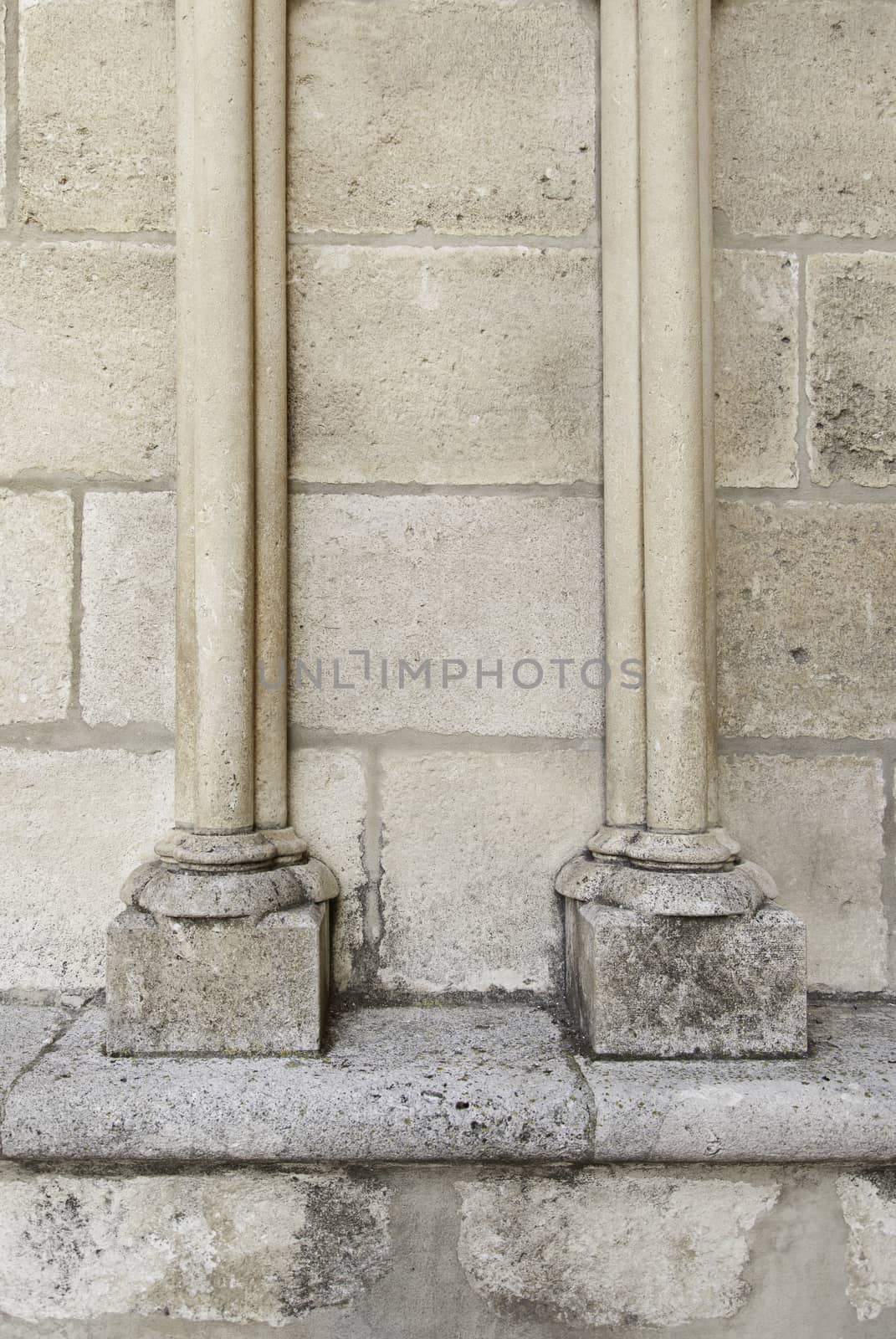 Ancient stone columns, detail of a historical building