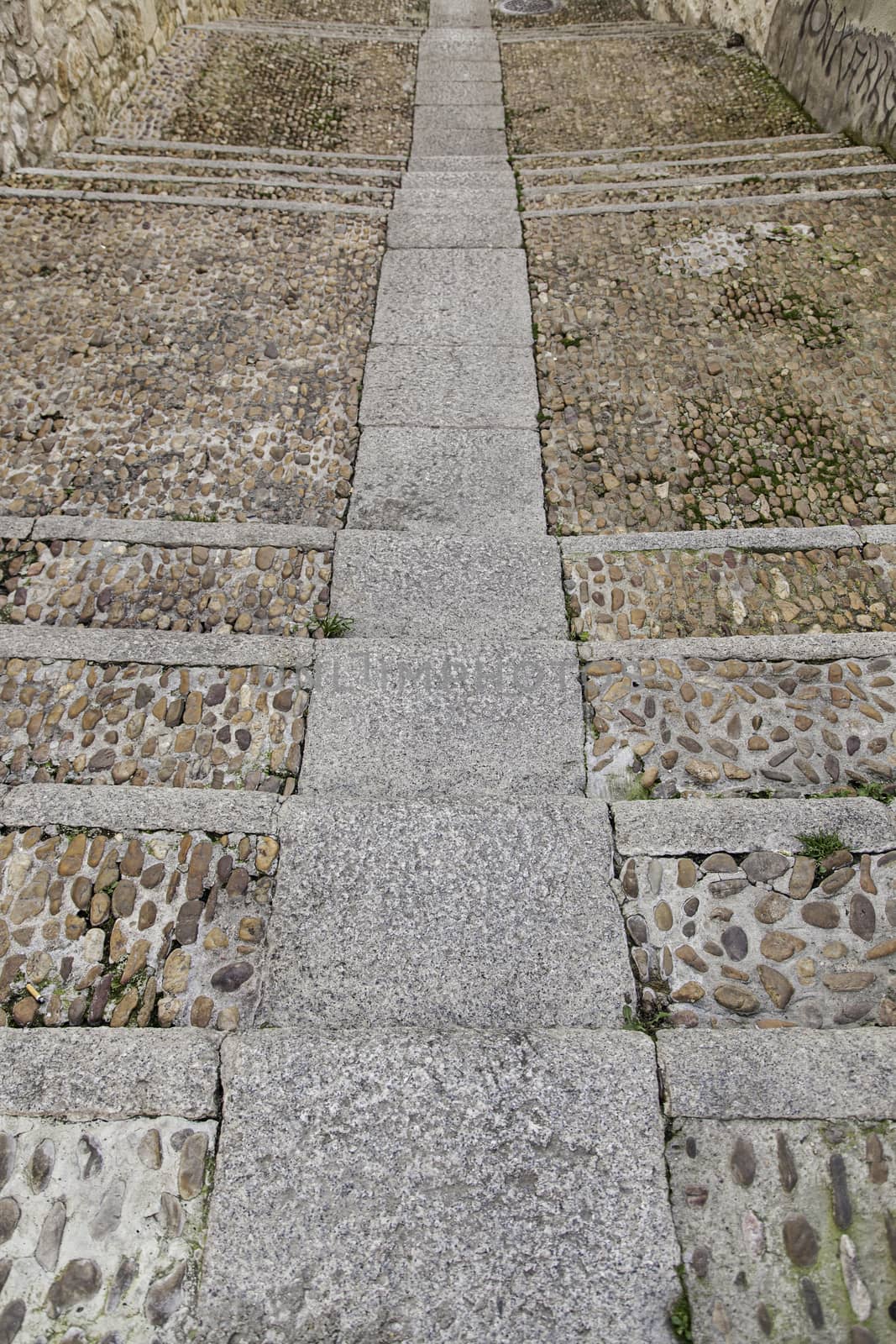 Old stone stairs, detail of an old medieval building