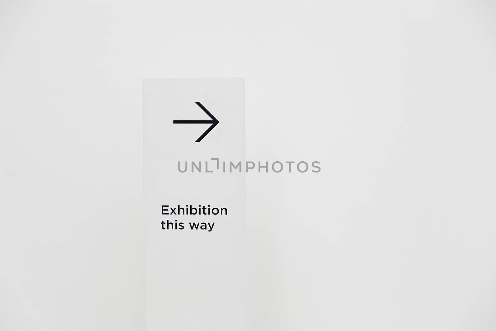 Signage arrow, detail of an information signal, exhibition