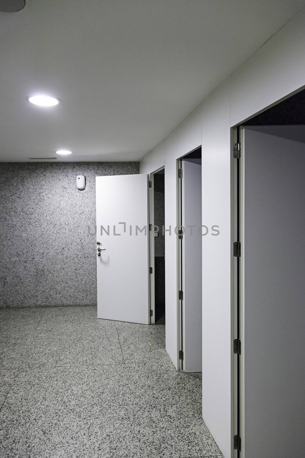 Public toilets, detail of clean and modern toilets