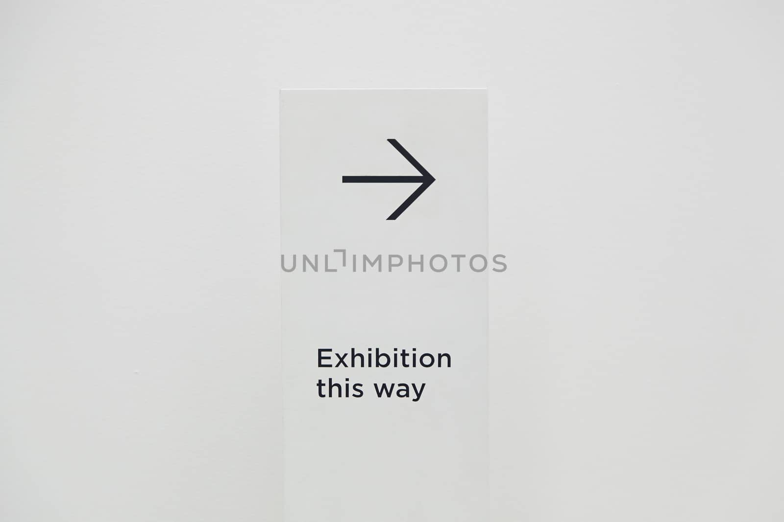 Signage arrow, detail of an information signal, exhibition