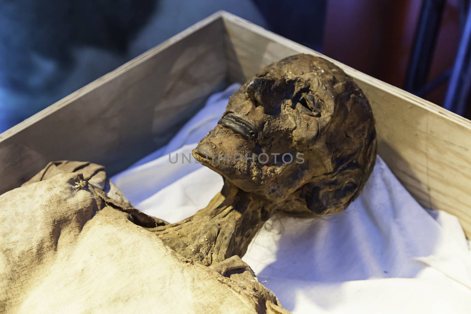 Old mummy, detail of a human momfied...