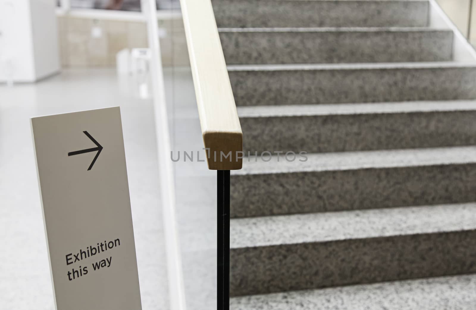 Signage arrow, detail of an information signal, exhibition