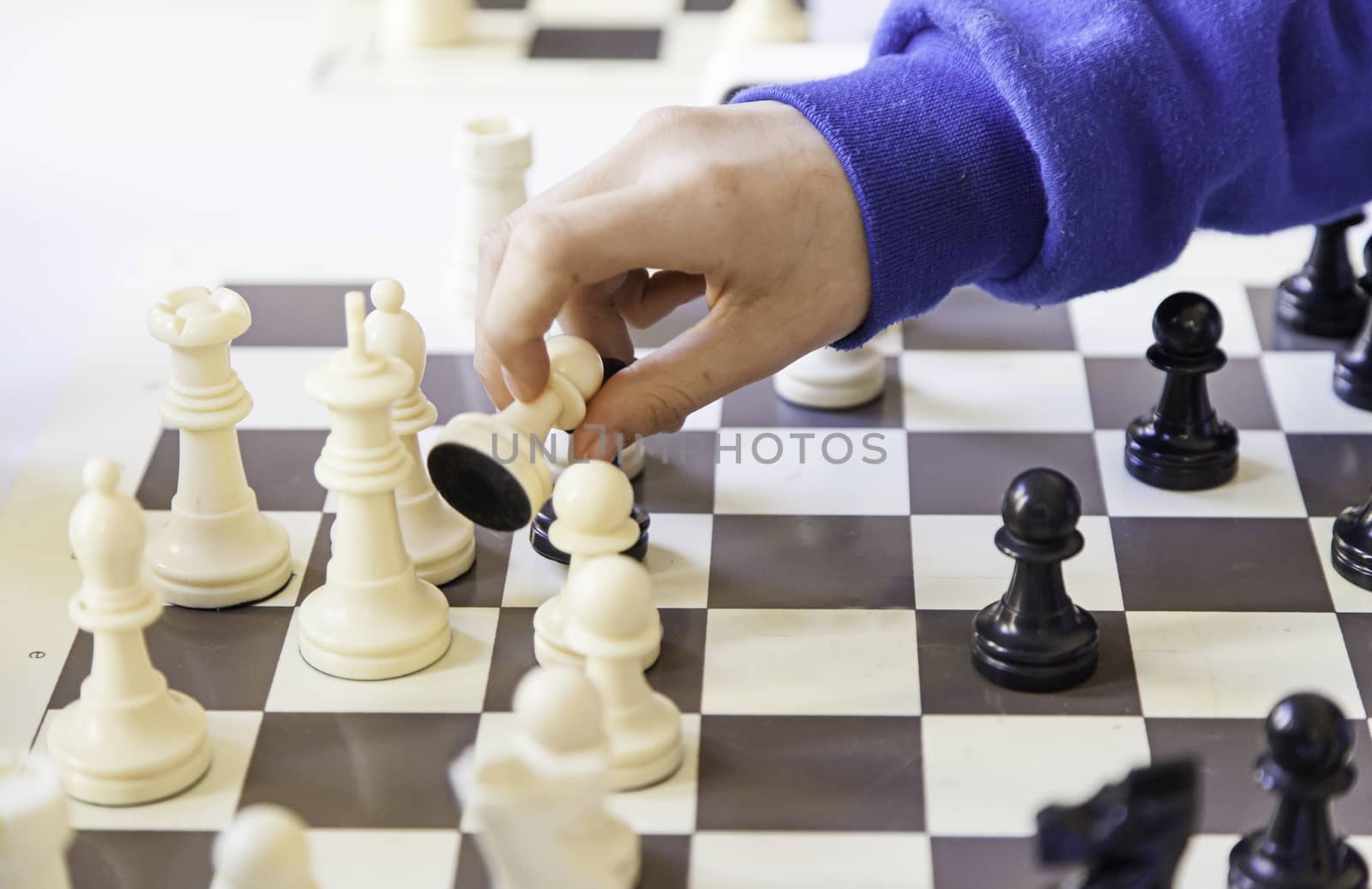 Chess championship, detail of a championship of intelligence, competition, board game