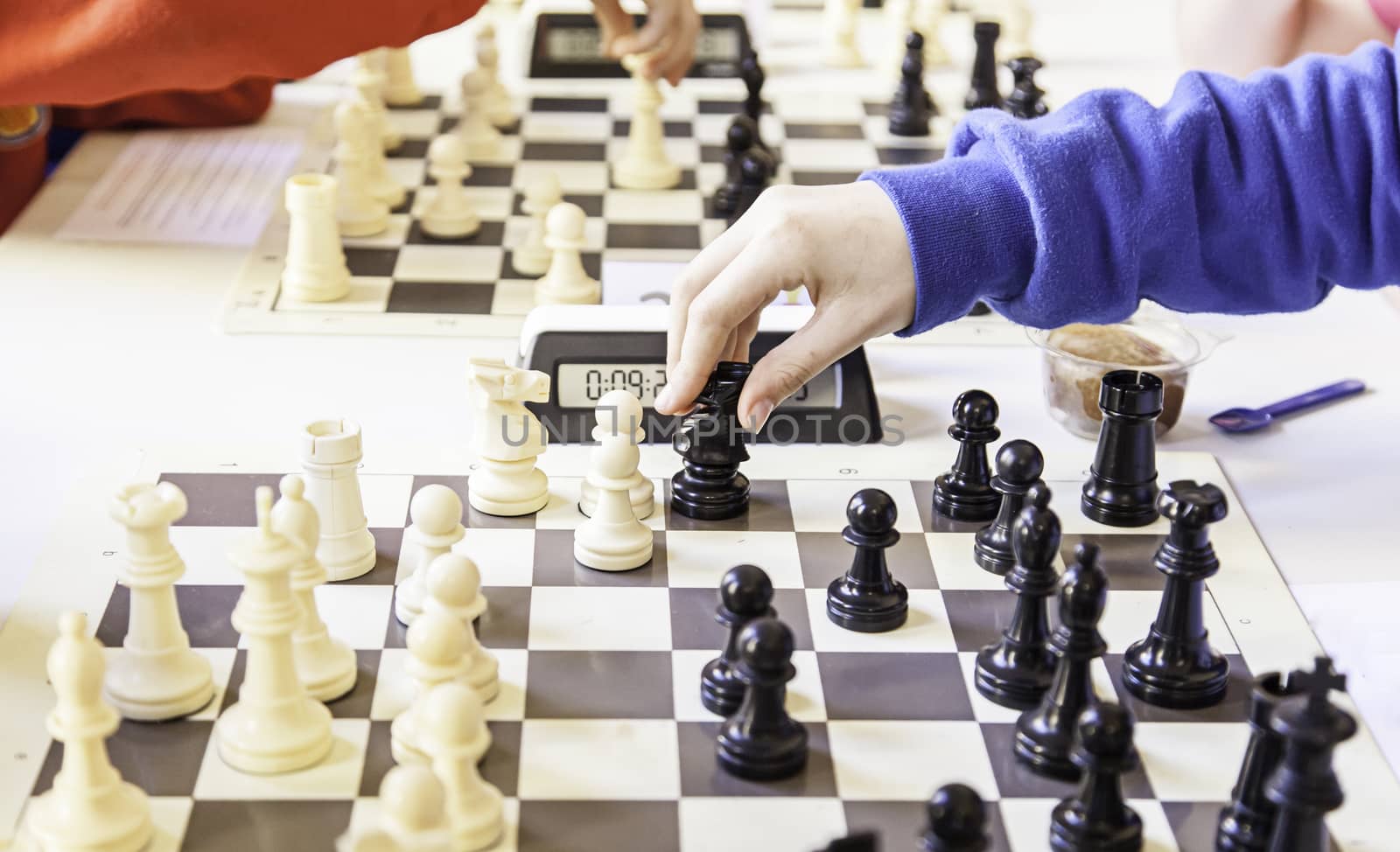 Chess championship, detail of a championship of intelligence, competition, board game