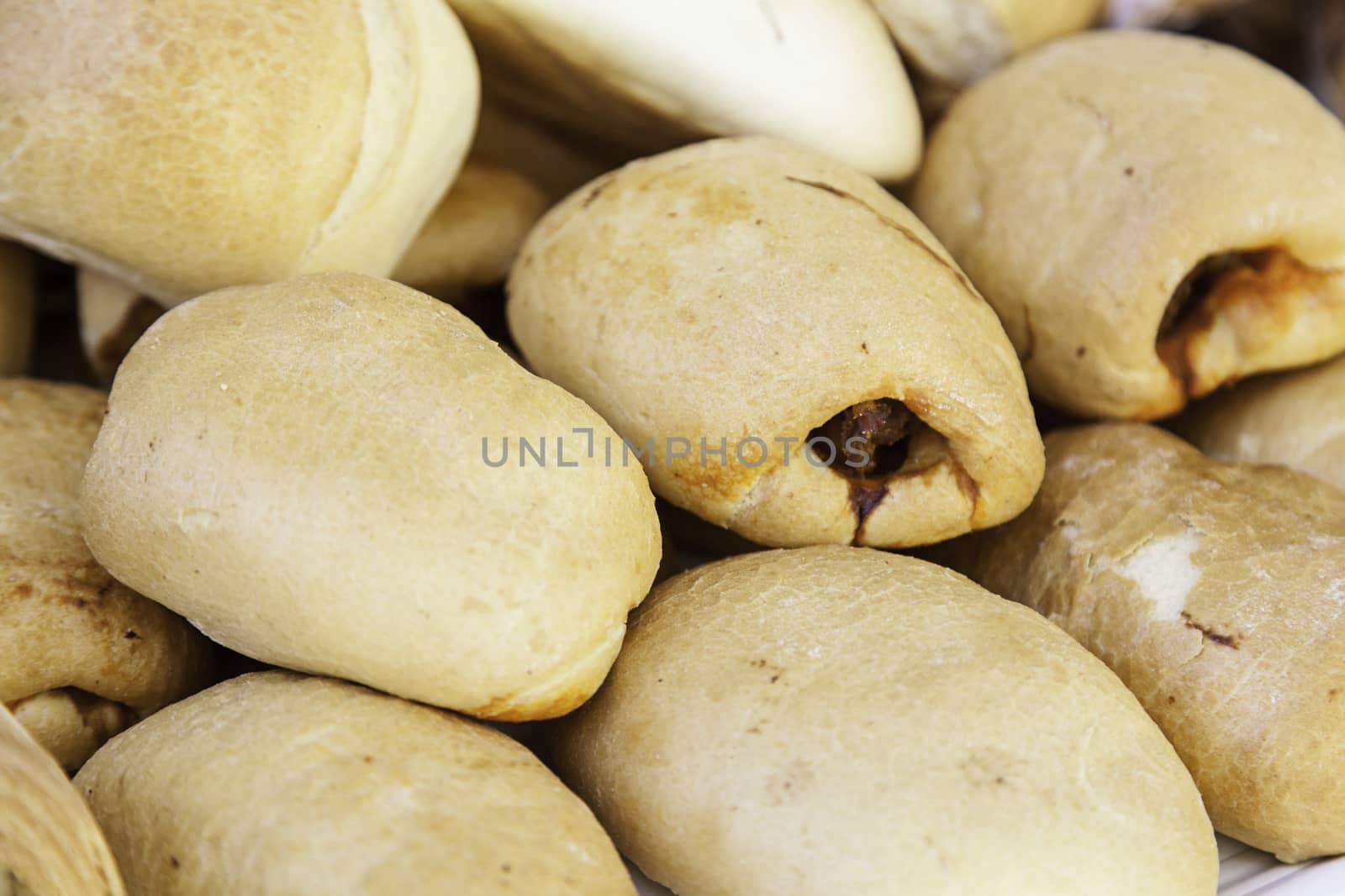 Artisan bread, detail of baked bread on the street