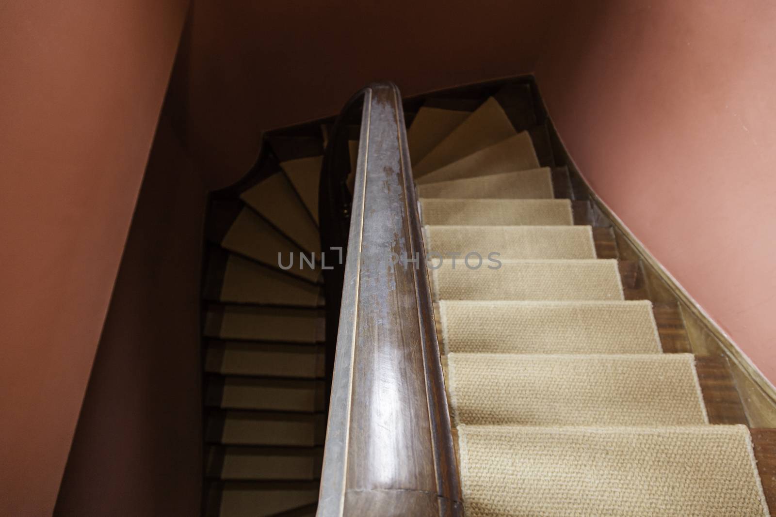 Old wooden stairs, detail of a victorian stairs, art and architecture