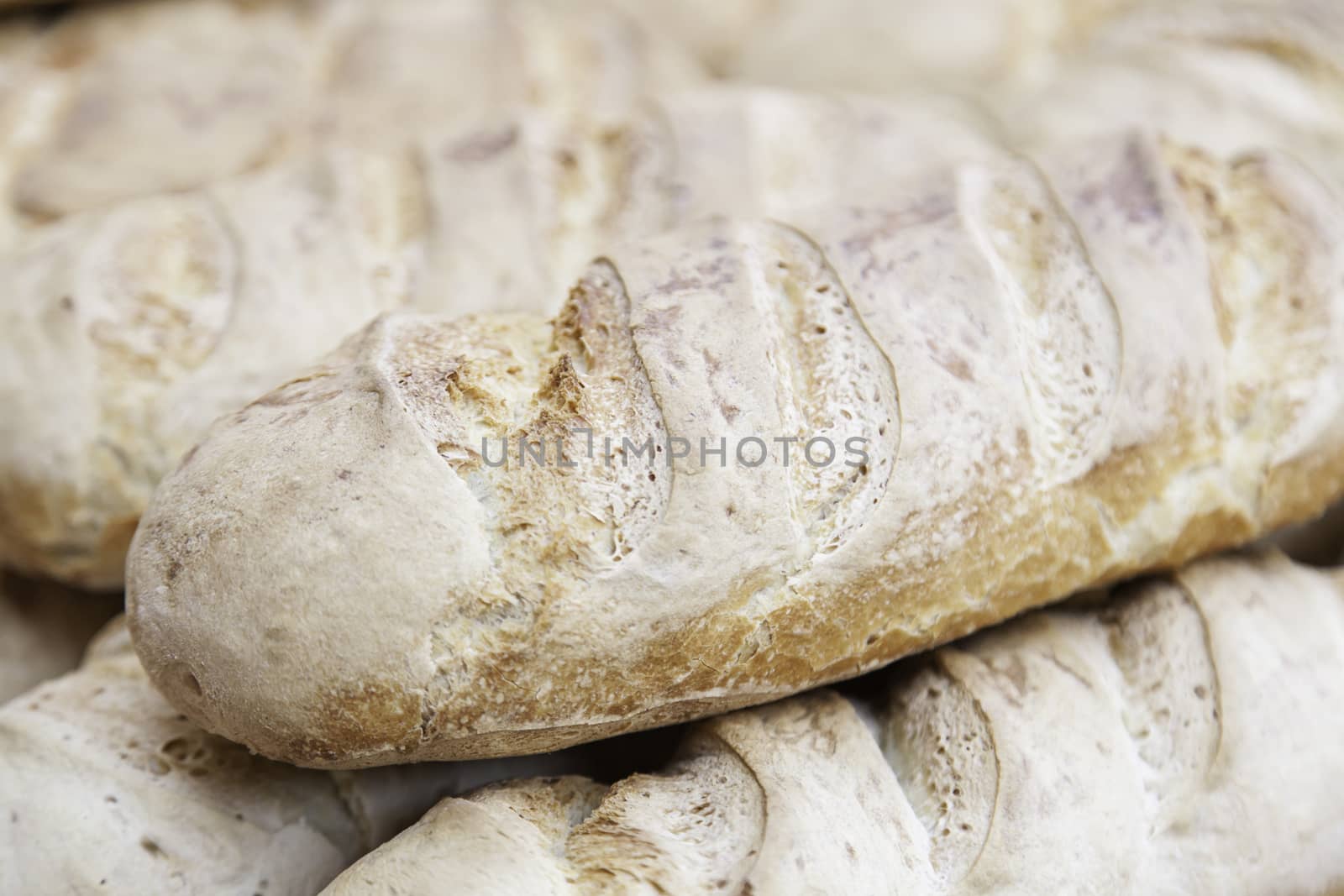 Artisan bread, detail of baked bread on the street