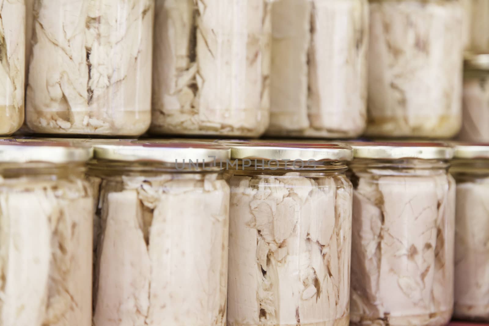 Canned tuna, detail of a canned fish, healthy food, diet