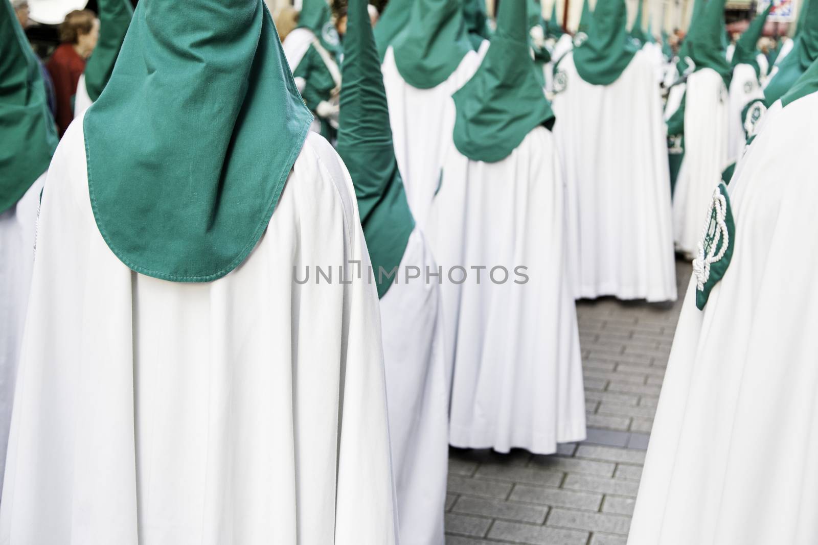 Holy week procession, detail of christian tradition, religion, faith and devotion