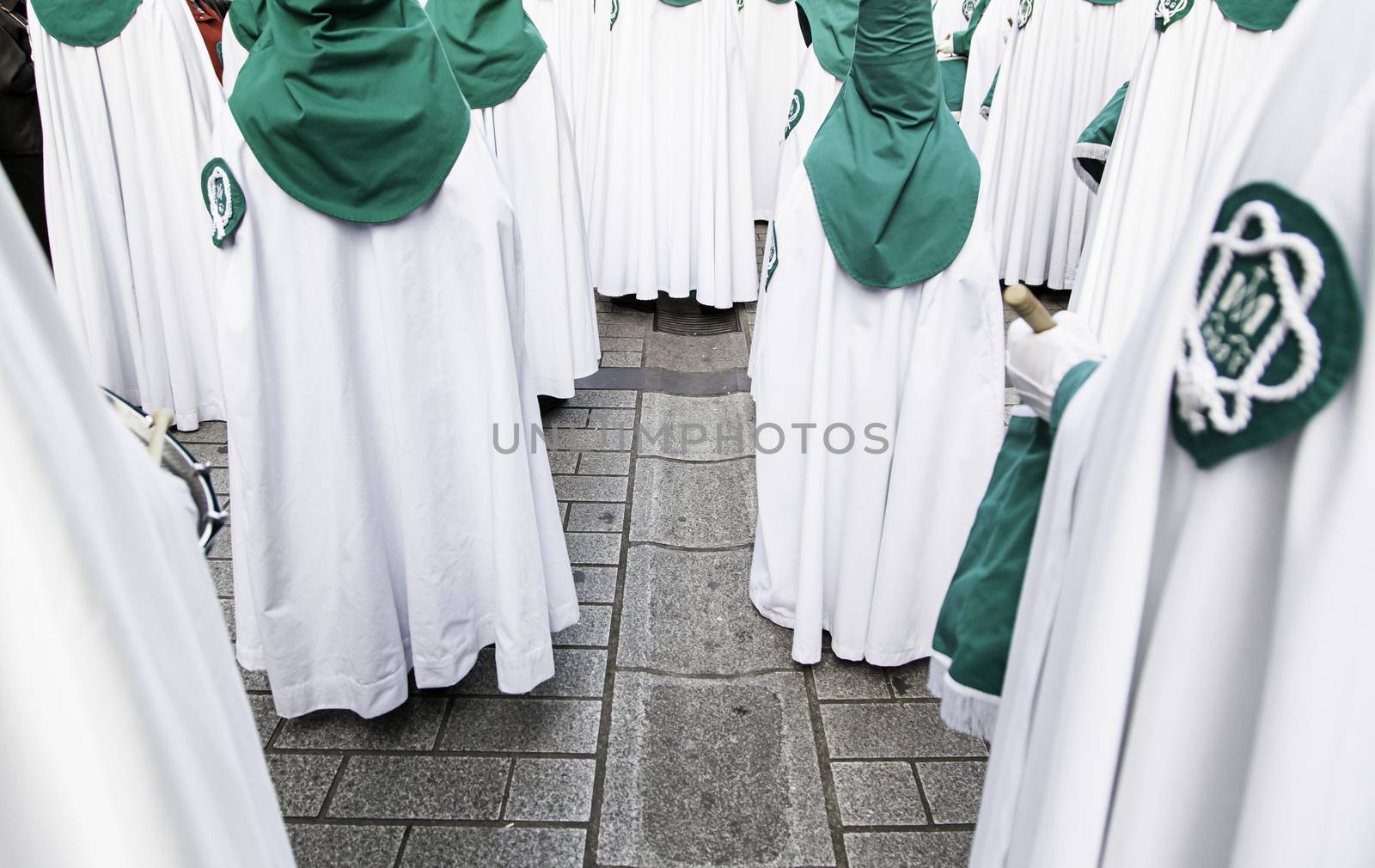 Holy week procession, detail of christian tradition, religion, faith and devotion