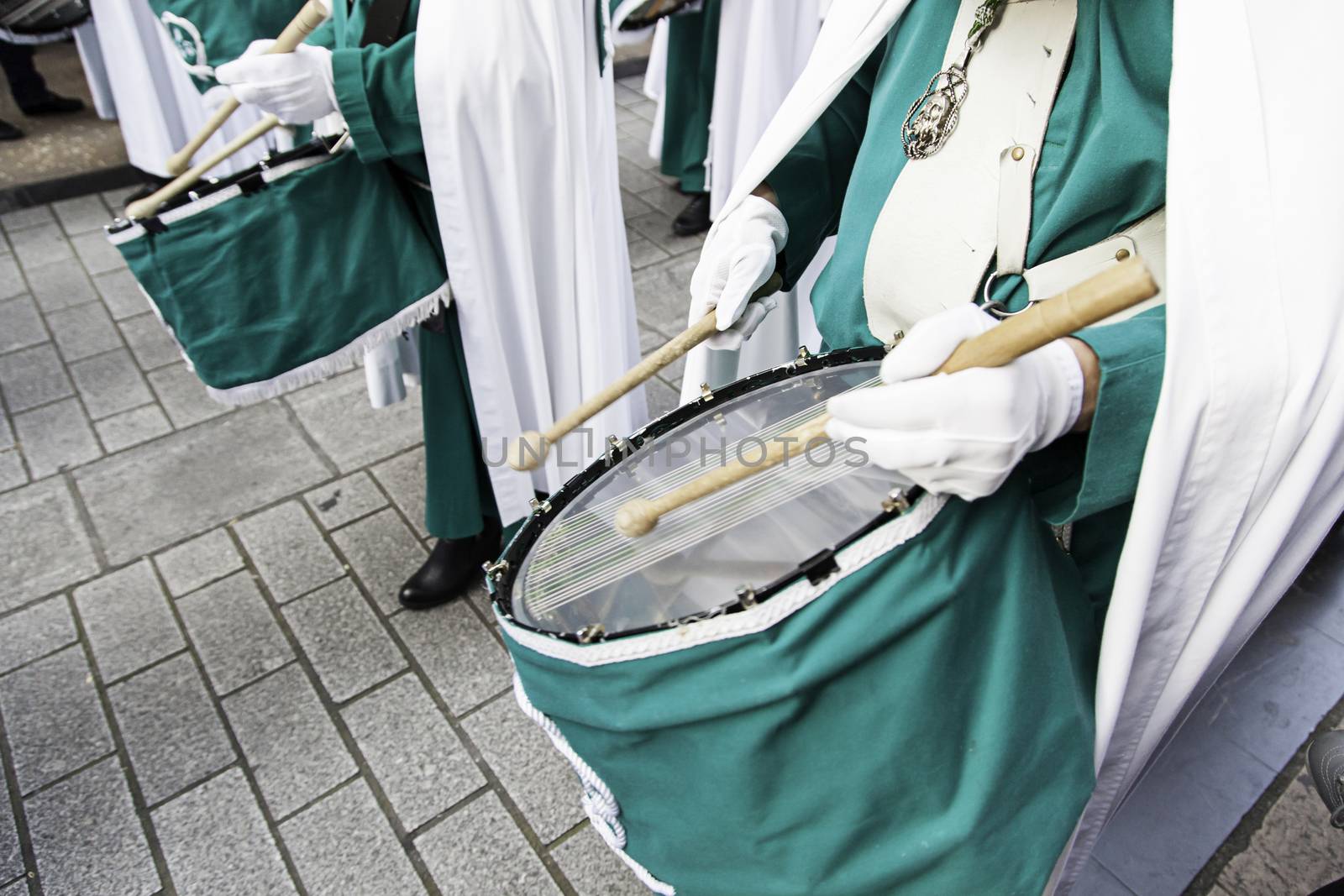 Holy week procession, detail of christian tradition, religion, faith and devotion