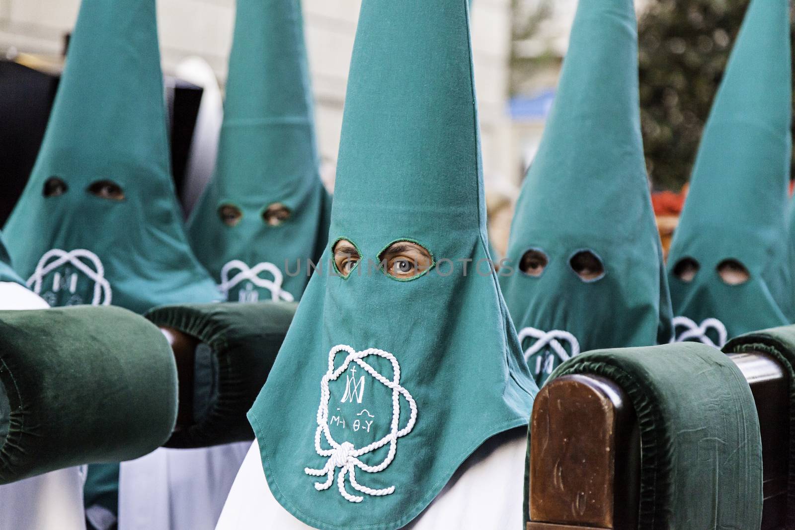 Holy week procession, detail of christian tradition, religion, faith and devotion