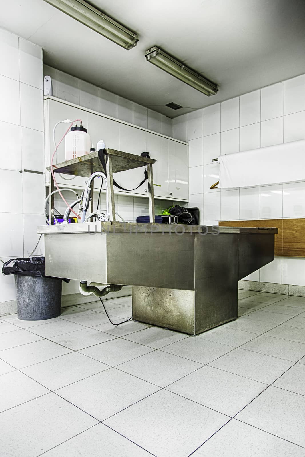 Autopsy room, detail of a hospital, human study, university