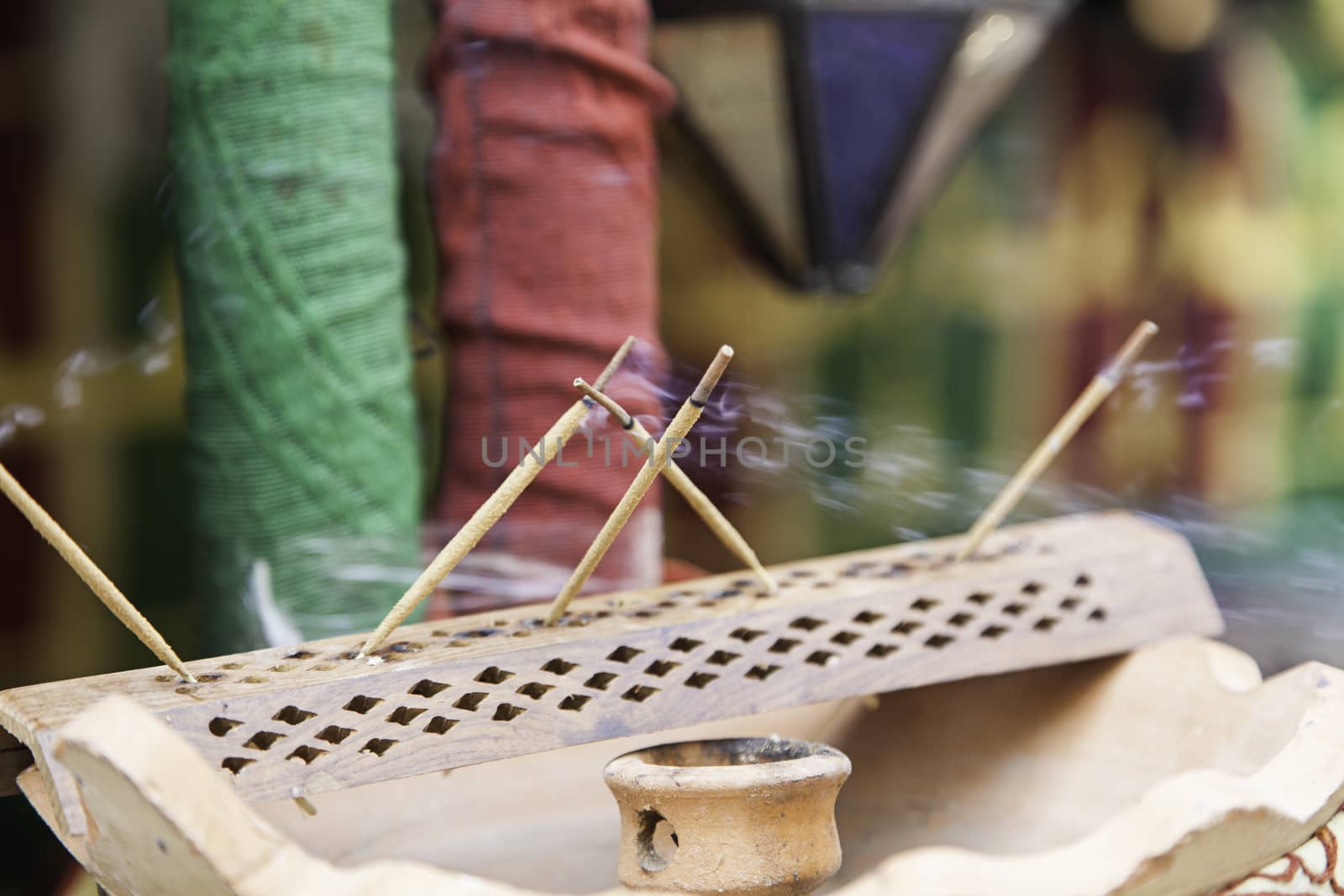 Aromatic incense, aroma and traditional fragrance detail