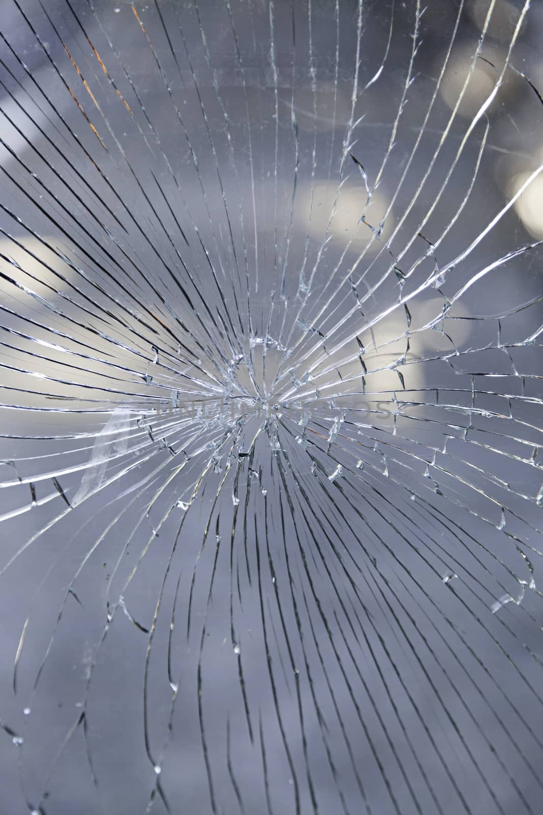 Broken glass, detail of an action of vandalism and violence