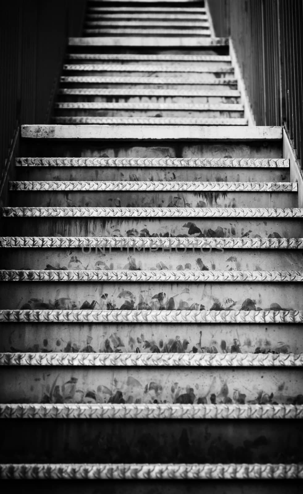 Emergency metal stairs, detail of an access for people