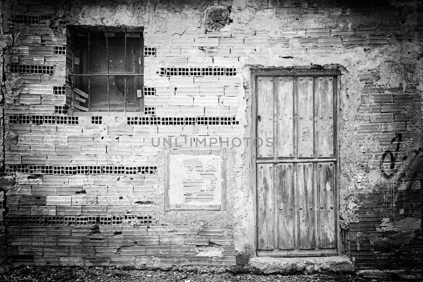 Ruin and abandonment in a house, detail of a house demolished