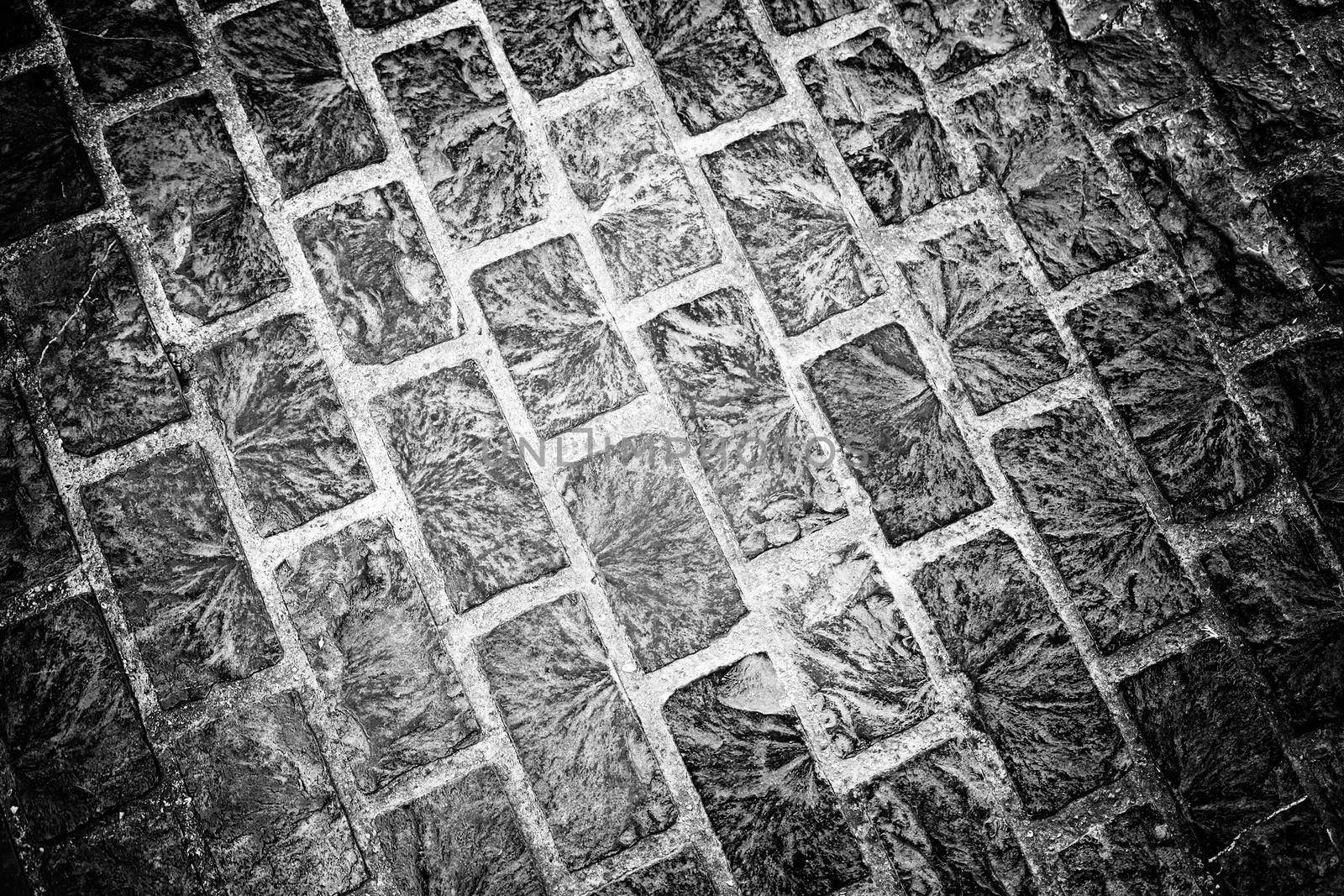 Cobblestone floor, detail of a pedestrian land in the city
