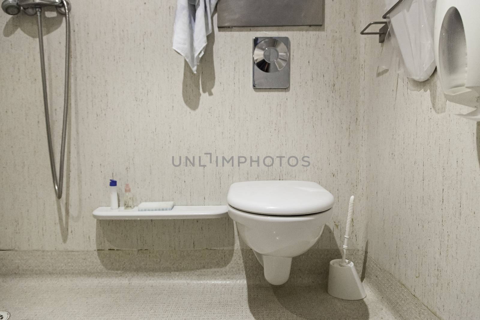Bath of a hospital, detail of a toilet for the sick and disabled