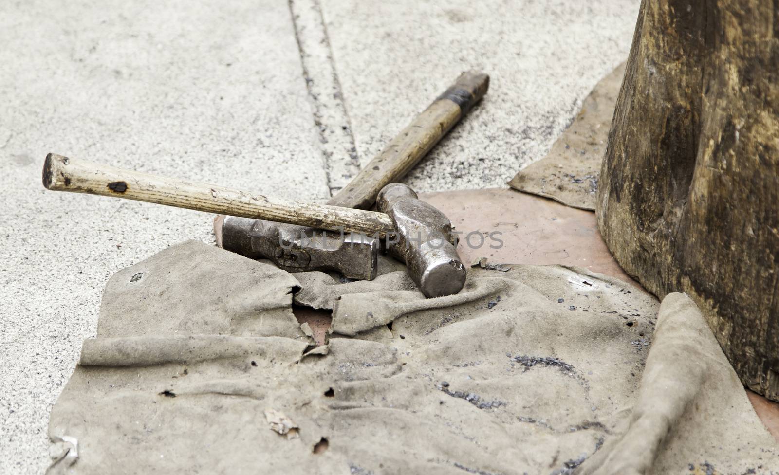 Old hammers, old tools of a forge