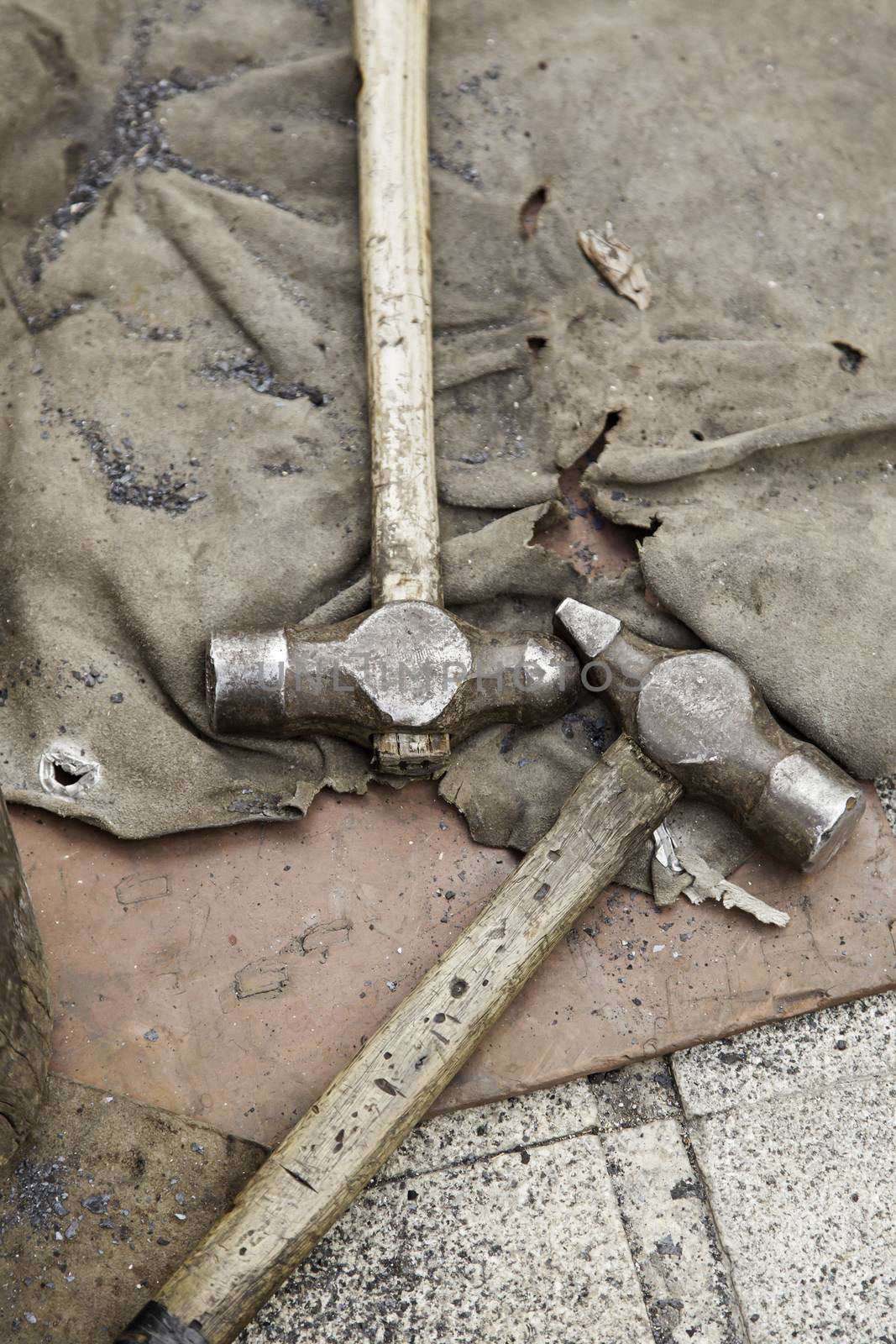 Old hammers, old tools of a forge