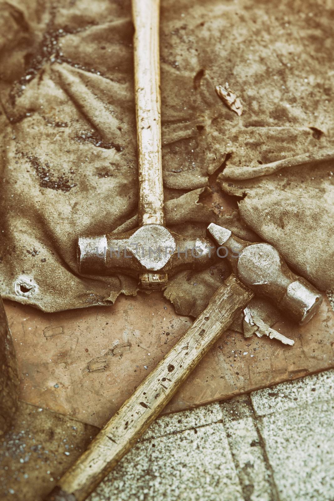 Old hammers, old tools of a forge