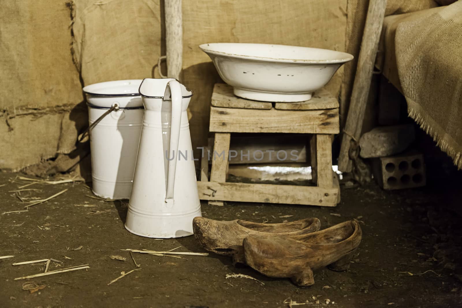 Antique accessory for the personal cleanliness, detail of cleaning and toilet
