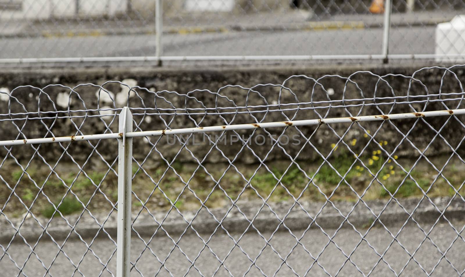 Old bars outside a prison, detail of security and protection