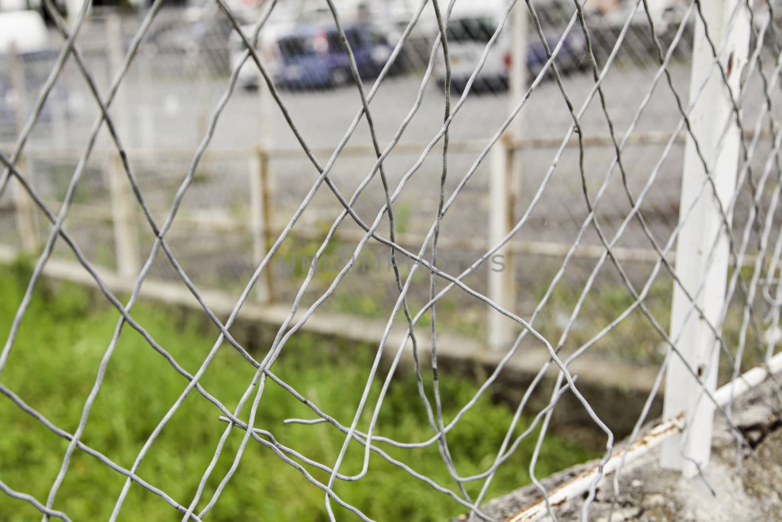 Old bars outside a prison, detail of security and protection