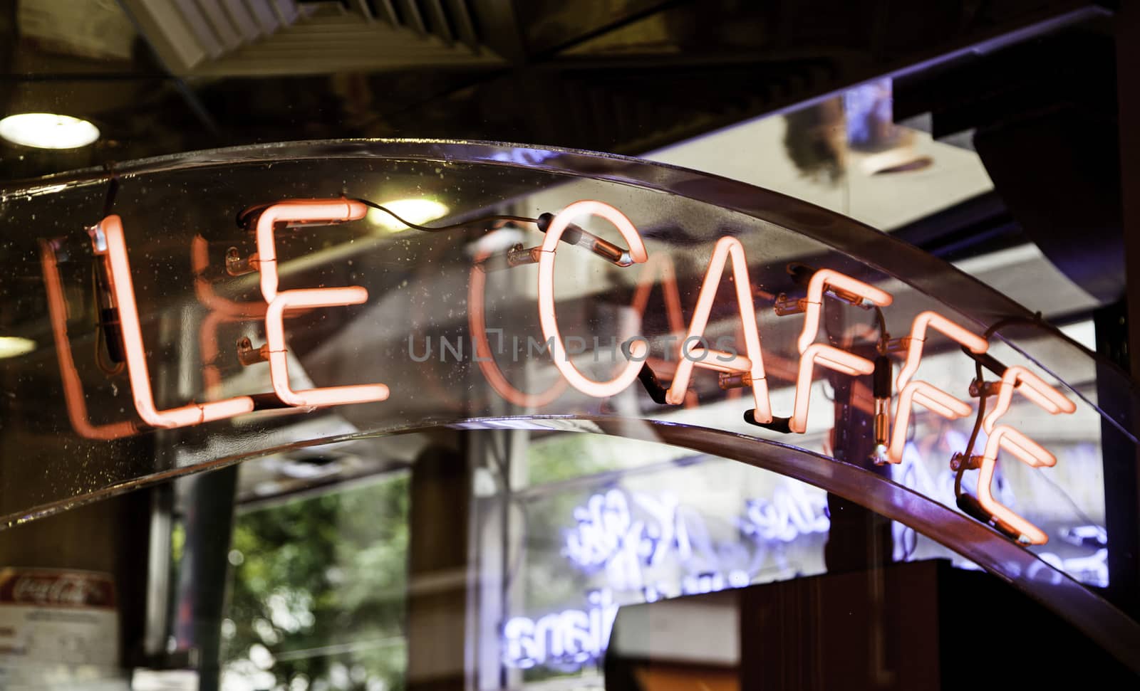 Light neon sign of a cafe, night decoration